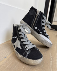 Golden Goose Unisex Kids High Top Sneakers Black/Gray/White Side Zipper US 10