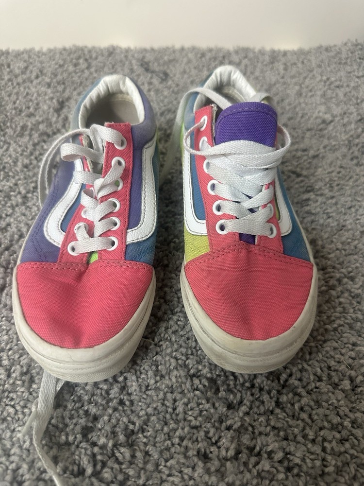 VANS Multicolor Kids Low Top Canvas Sneakers US 1.0 Colorblock Round Toe