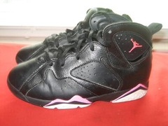 NIKE AIR JORDAN 7 RETRO HYPER BLACK & PINK 442961-018 SNEAKERS SHOES 3Y , EU 35