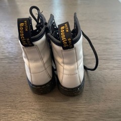 Dr. Martens Delaney White Leather Lace Up Zip Boots Kids US 11 Youth