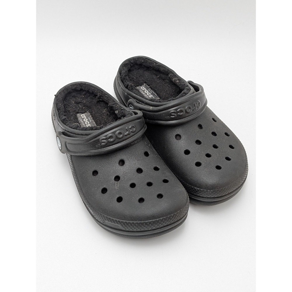 Unisex Child Size J2 – Crocs Classic Lined Clog Black/Black