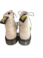 Dr. Martens Beige Leather Combat Boots Lace-Up Zipper kids Size 4