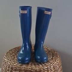 Hunter Youth Original Tall Wellington Rain Pull-On Boots Gloss Teal B4/G5