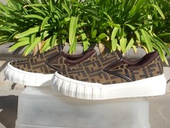 Fendi Tessuto Jacquard FF Napa Tabacco Nero Uni Youth Size 37 Insole 9 1/4 Long