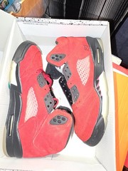 Jordan Air Jordan 5 Retro GS Red Black White Suede High Top Sneakers 5Y