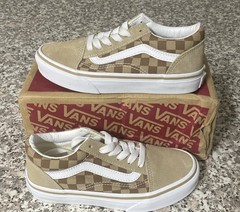 New Old School Vans Neutral Checkerboard Brown Lace Up Shoes Size 13c