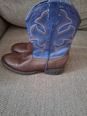 Kids Roper Cowboy Boots Size 12 Little Kids Faux Leather Brown Navy Light Up