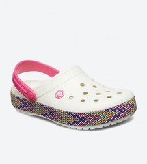 Crocs Crocband Gallery Clog K White Pink Unisex Kids C7 23-24 MPN 205171-159