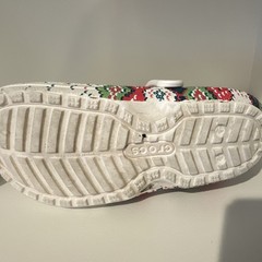 Crocs White Lined Christmas Holiday Unisex Kids Clog Shoes with Festive Accents