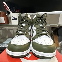 Nike Dunk High (GS) White Cargo Khaki 6Y Unisex Kids Sneaker