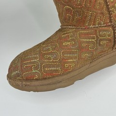 UGG Kids Boot Classic ll Graphic Stitch Chestnut Brown Colorful Logo Size US 2