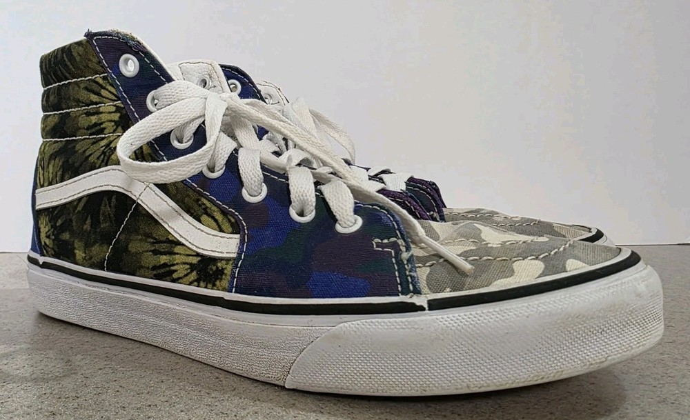 Vans Sk8-Hi Patchwork Camo Tie-Dye High Top Skate Shoes Juniors 5.5 / Womens 7