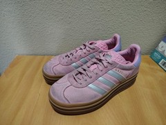 NicE ADIDAS Gazelle Bold J Big Kid 4 Sneaker Pink Silver Originals Shoes FREE SH