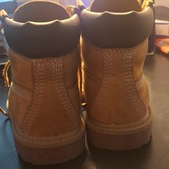 Timberland 12809 Leather Ankle Boots Brown Yellow Unisex Kids Size 8M Lace Up