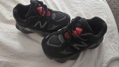 New Balance 9060 Kids Black Gray Red Mesh Suede Sneakers Lace Up Athletic Shoes
