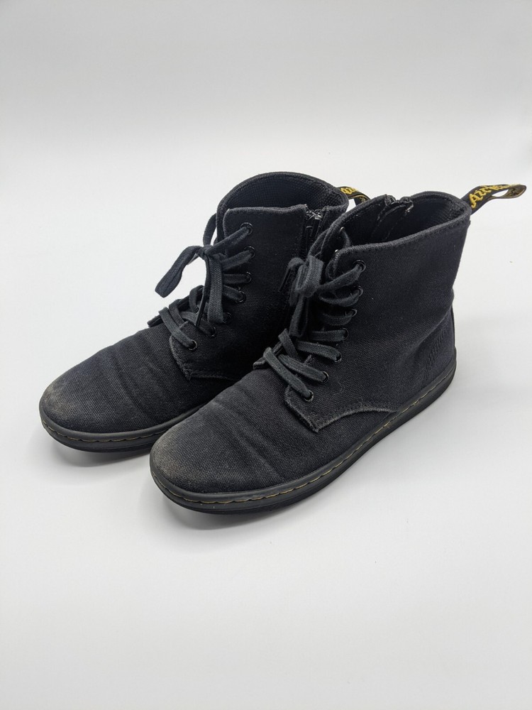 Dr. Martens MARLEY Black Canvas High Top Ankle Boots Side Zip Size 2 US – AW004