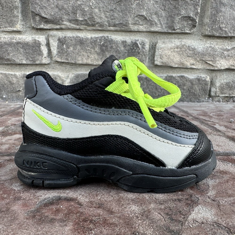 Nike Air Max 95 Black Gray Volt Sneaker Shoes 905462-022 Unisex Toddlers Size 4C