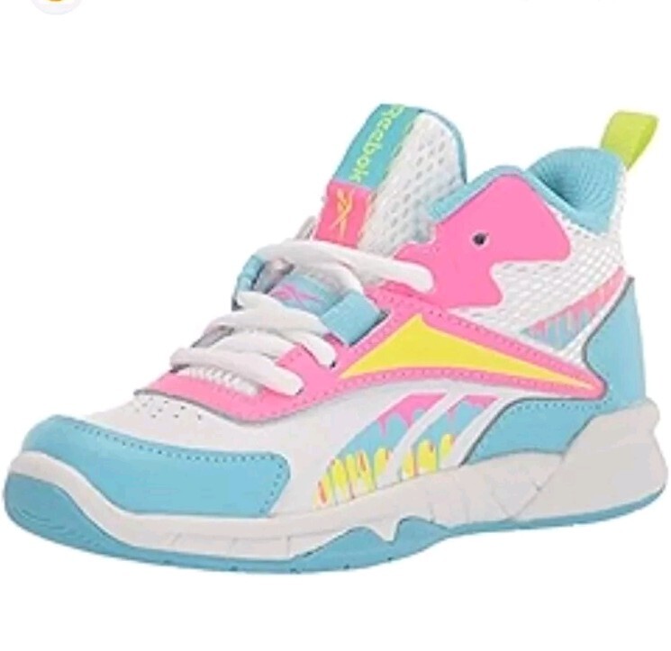 Reebok Big Kids More Buckets Blue/Pink/Yellow Casual Shoes Sneakers Size 5