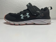 Under Armour Sneakers UA Assert 9 Paint Splatter Black Running Shoes 2Y Kids