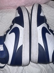 Nike Court Borough Mid 2 Kids Mid Top Hook & Loop Leather Sneaker 3Y Blue/White