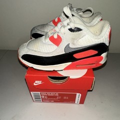 Nike Air Max 90 Prem Mesh (TD) 9C White/Black/Red Low Top Sneakers 724884-100