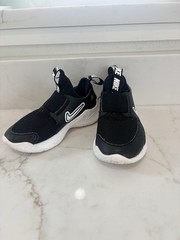 Size 9C Nike Flex Runner 3 Black White Slip On Athletic Shoes Kids Boy Girl
