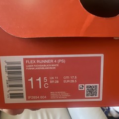 Nike Flex Runner 4 (PS) Kids Slip-On Sneakers 11.5C Pink/Black/White