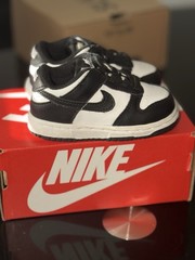 Nike Dunk Low TD Toddler 5C Black/White Leather Low Top Lace-Up CW1589-100
