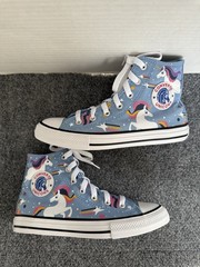 Converse Chuck Taylor All Star Hi Top Unicorn Kids Junior Size 2.5 Light Blue