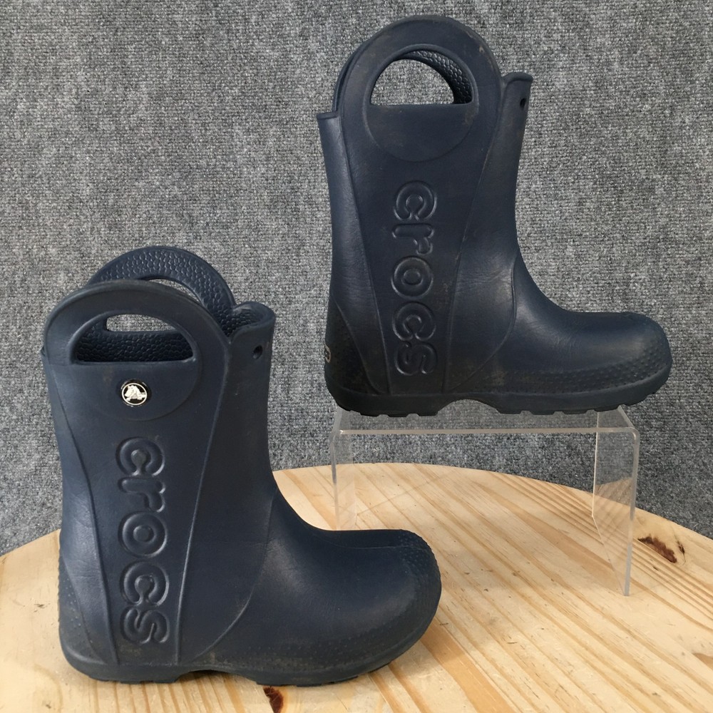 Crocs Boots Child 13 M Blue Waterproof Pull On Handle It Rain Round Toe Mid Calf