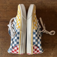 Vans Yellow/Blue/Red/White Checkerboard Pattern Lace Up Sneakers Youth Size 5