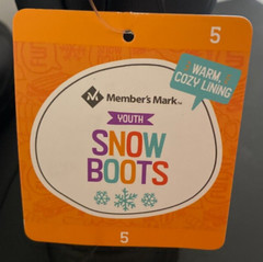 MEMBER’S MARK YOUTH SIZE 5 SNOW BOOTS Rating 10 Adjustable Closure