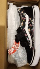 KIDS VANS Old Skool Double Strap SIZE KIDS US 7 Butterfly Floral Black