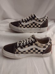 Van’s Off The Wall Distressed Checked Kids Skate Board Sneakers