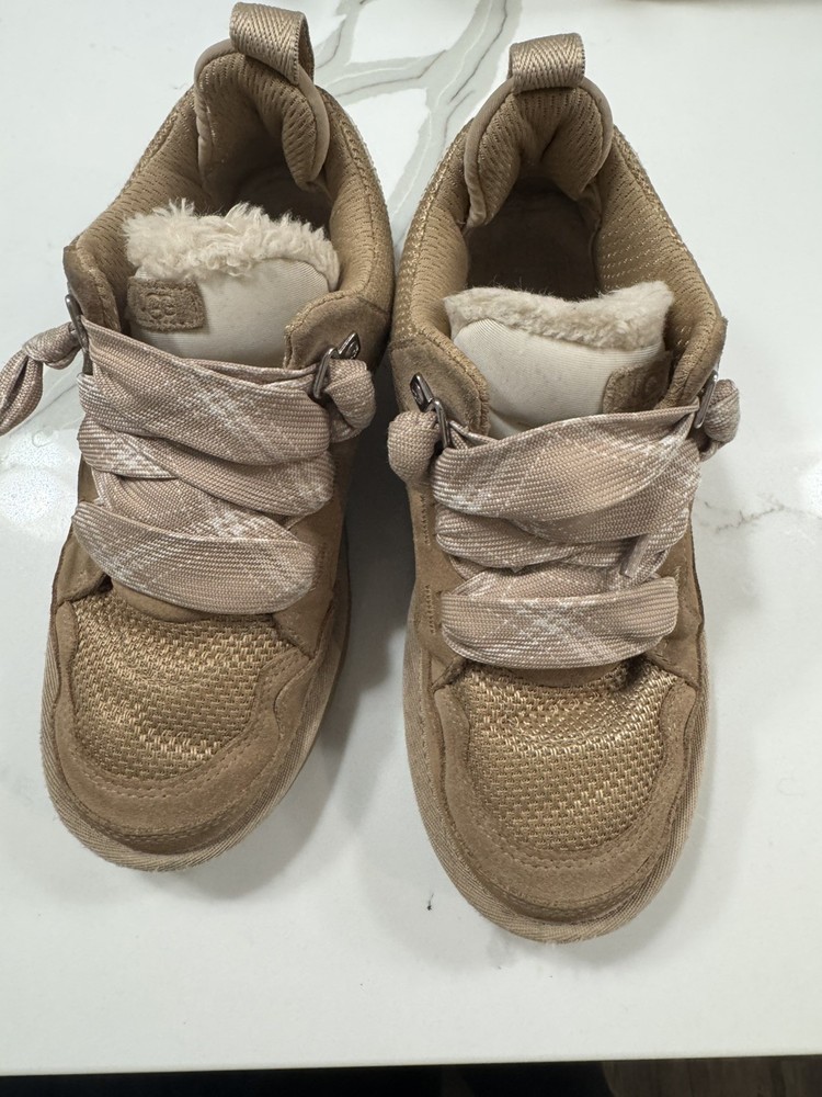 Ugg Kids Youth Size 4 Lowmel Suede & Canvas Sneaker sand color
