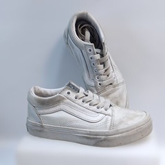 VANS Kids Sz 12 Old School classic Canvas fabric White FAIR