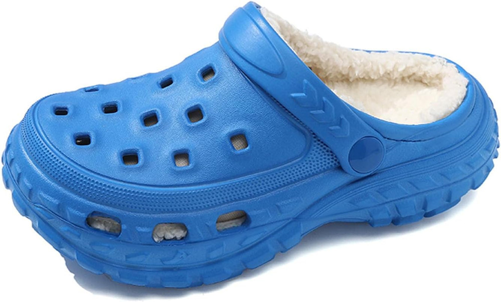 Boys Girls Fur Lined Clogs Garden Shoes for Kids Winter Fleece Lined Mules Indoo
