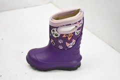 Bogs Boots Kids Size 8 Purple Neo-Classic Kitty Cat Print Insulated Snow