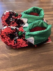 Kids Christmas Elf Shoe Sequin Slippers Youth Size 2/3