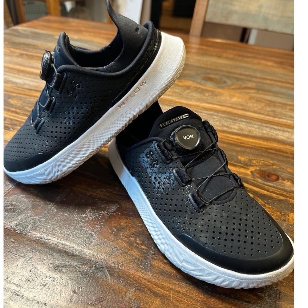 Under Armour SlipSpeed Kids Black White BOA Fit System Training Shoes Youth 4