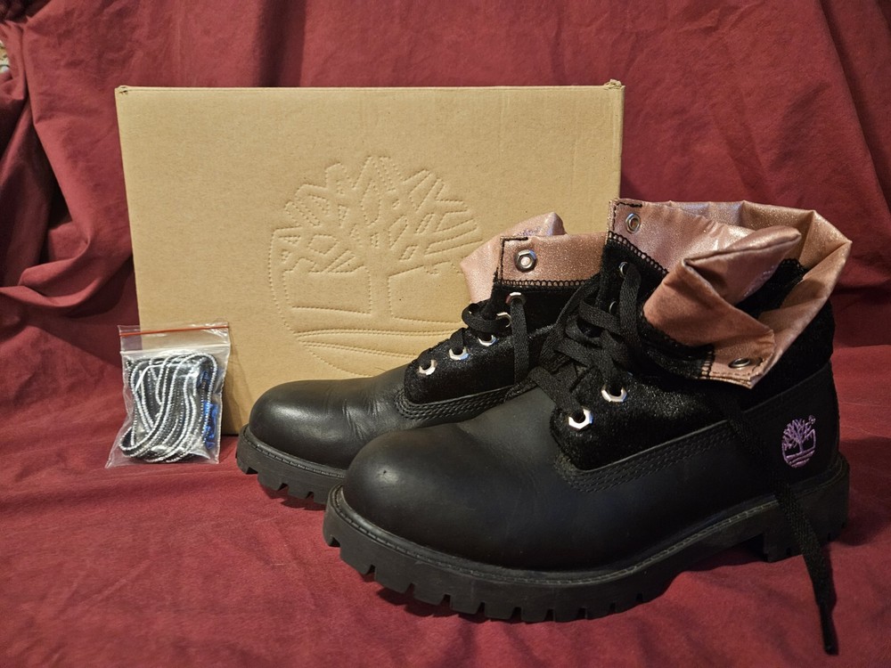Timberland Juniors Roll Top Sweet Black & Pink 29979 Size 5M EU37 UK 4.5 w/ Box