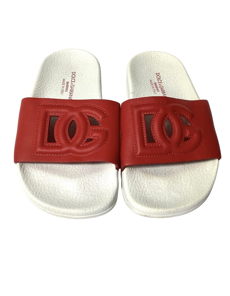 Dolce&Gabbana Bambino Slides Red And White Size 27/28