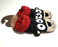Kid Slippers Sz 4-9 Black Bear Slipper Fleece Non-Skid Cozycore Woodland NEW
