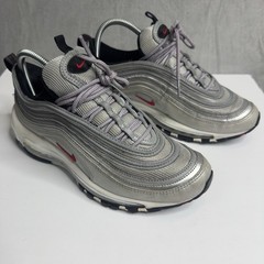 Nike Air Max 97 OG Silver Bullet Kids 6.5Y Women 8 Metallic Silver Red