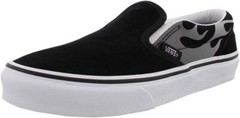 Vans Kids Classic Slip-on (Suede Flame) Black/True White, VN0A4BUTWKJ