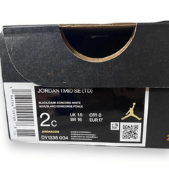 Nike Jordan 1 Mid SE (TD) Size 2C Black/Dark Concord-White DV1338-004 New in Box