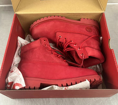 Timberland Premium 6in Medium Red Nubuck 5 M/M Juniors 0A625Y Pre-Owned