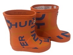 NWT Hunter Kids First Classic Exploded Logo Rain Boots Orange Blue Size 5