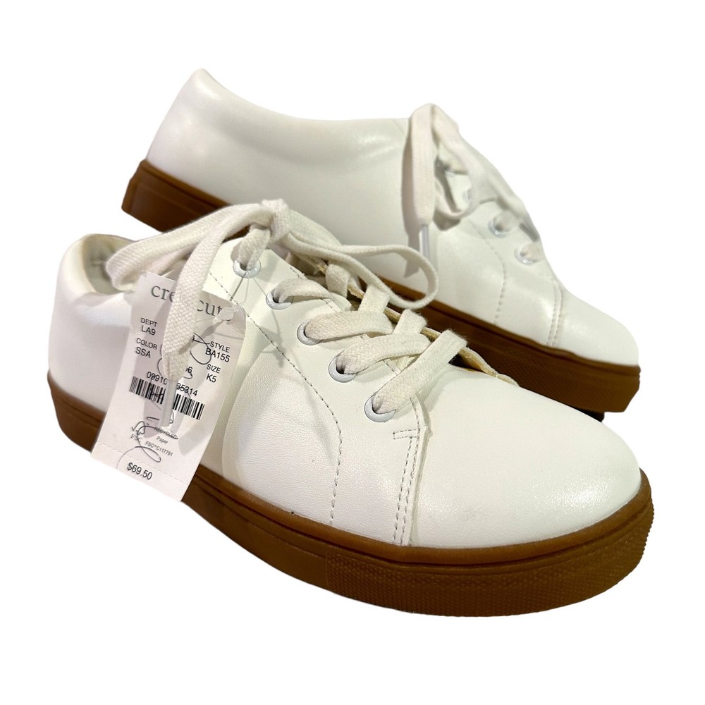 NWT Crewcuts Cream Faux Leather Low Top Sneakers Size 5