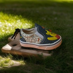 Disney Winnie the Pooh & Tigger Kids Slip-On Shoes Blue Yellow Red Size 5